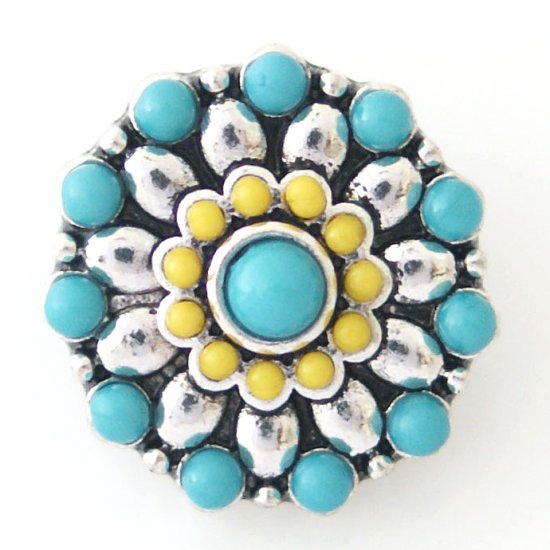 (image for) Snap Jewelry Stone - Yellow & Teal - Click Image to Close