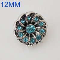 (image for) Mini Snap 12mm - Rhinestone Spiral Flower Light Blue