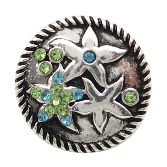 (image for) Snap Jewelry Rhinestone - Starfish Blue & Green - Click Image to Close