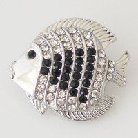 (image for) Snap Jewelry Rhinestone - Fish Black & Clear