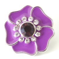 (image for) Snap Jewelry Enamel - Flower Purple & Black Rhinestone