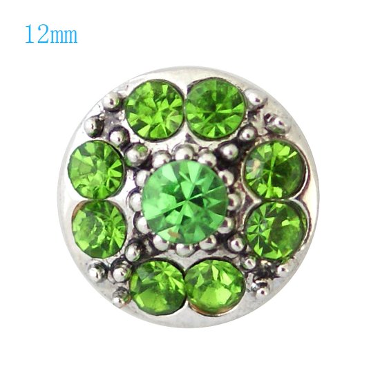 (image for) Mini Snap 12mm - rhinestone Green with Dots - Click Image to Close