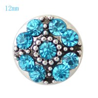 (image for) Mini Snap 12mm - Rhinestone Teal Blue with Dots