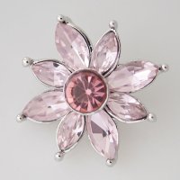 (image for) Snap Jewelry Rhinestone - Faceted Crystal Flower - Pink