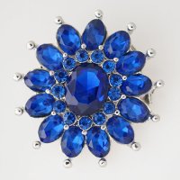 (image for) Snap Jewelry Rhinestone - Faceted Flower Petals - Dark Blue