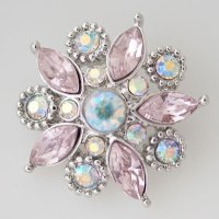 (image for) Snap Jewelry Rhinestone - Faceted Flower Design - Pink & AB