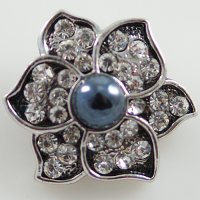 (image for) Snap Jewelry Pearl Flower - Black & Clear