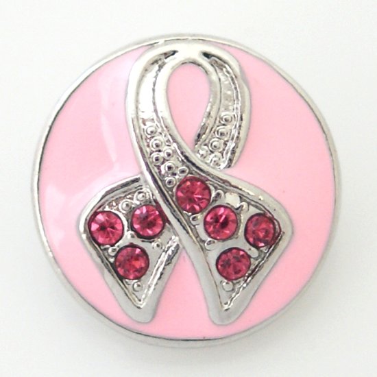 (image for) Snap Jewelry Rhinestone - Pink Ribbon Breast Cancer - Pink - Click Image to Close