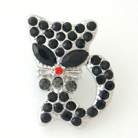 (image for) Snap Jewelry Rhinestone - Cat Black