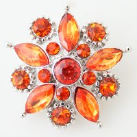 (image for) Snap Jewelry Rhinestone - Faceted Flower Design - Orange