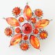 (image for) Snap Jewelry Rhinestone - Faceted Flower Design - Orange