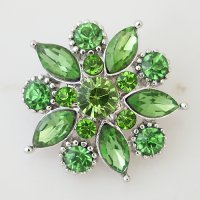 (image for) Snap Jewelry Rhinestone - Faceted Flower Design - Lime Peridot