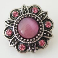 (image for) Snap Jewelry Gemstones - Cats Eye Pink Stone & Rhinestones