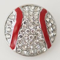 (image for) Snap Jewelry Rhinestone - Baseball Clear & Red