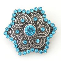 (image for) Snap Jewelry Rhinestone - Antique Designer Light Blue Flower