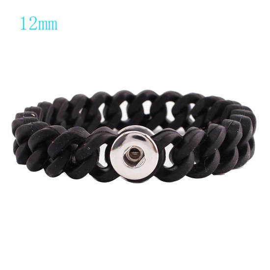 (image for) Mini Snap 12mm Silicon Bracelet - Black - Click Image to Close