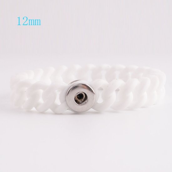 (image for) Mini Snap 12mm Silicon Bracelet - White - Click Image to Close