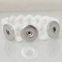 (image for) Snap Jewelry Bracelet Silicone Stretch - White Triple Snaps