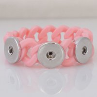 (image for) Snap Jewelry Bracelet Silicone Pink Holds 3 18-20mm Snaps 7.2"