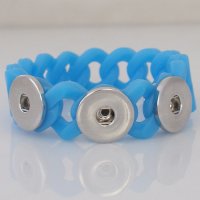 (image for) Snap Jewelry Bracelet Silicone Blue Holds 3 18-20mm Snap 7.2"