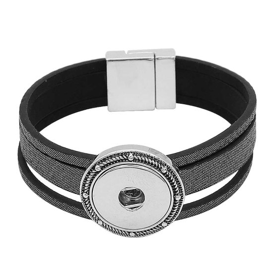 (image for) Snap Jewelry Bracelet - REAL Leather Magnetic Clasping - Click Image to Close