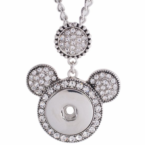 (image for) Snap Jewelry Rhinestone Mickey Mouse Necklace & Pendant 20"+3" - Click Image to Close