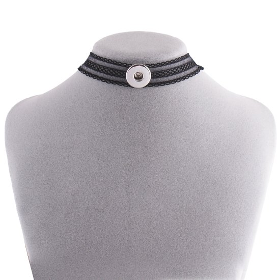 (image for) Snap Choker Necklace - Black & Mesh - Click Image to Close