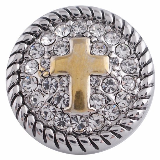 (image for) Snap Jewelry Rhinestone - Cross Silver & Gold - Click Image to Close