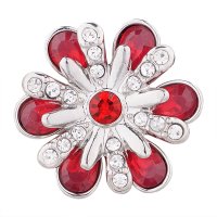 (image for) Snap Jewelry Rhinestone - Flower Red & Clear