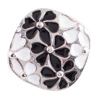 (image for) Snap Jewelry Enamel - Flower Black & Clear