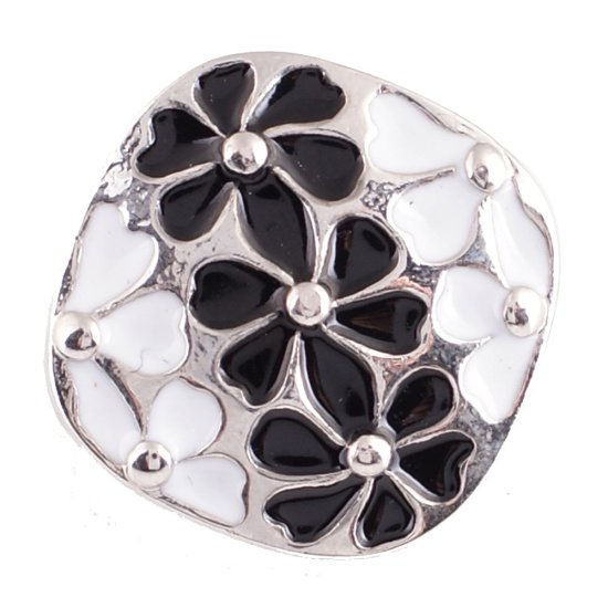 (image for) Snap Jewelry Enamel - Flower Black & Clear - Click Image to Close