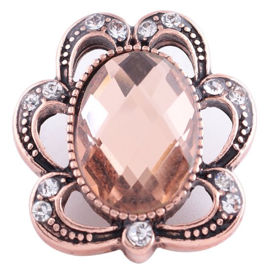 (image for) Snap Jewelry Rhinestone - Rose Gold Peach Oval - Click Image to Close