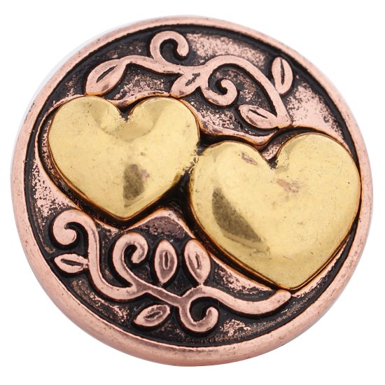 (image for) Snap Jewelry Metal - Hearts Rose Gold & Gold - Click Image to Close