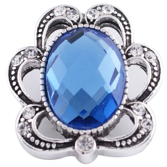 (image for) Snap Jewelry Rhinestone - Blue Oval - Click Image to Close