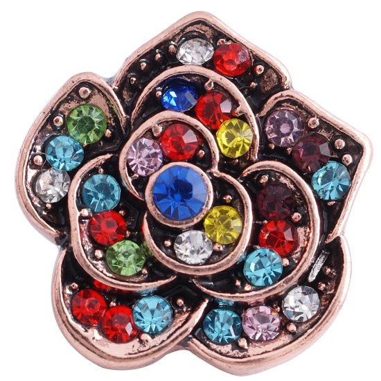 (image for) Snap Jewelry Rhinestone - Rose Gold Flower Multi-Color - Click Image to Close