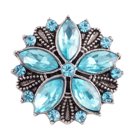 (image for) Snap Jewelry Rhinestone - Antique Designer Flower Light Blue - Click Image to Close