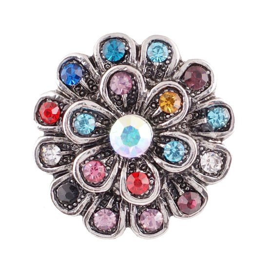 (image for) Snap Jewelry Rhinestone Flower Multi Color & AB - Click Image to Close