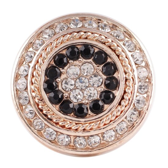 (image for) Snap Jewelry Rhinestone - Rose Gold Black & Clear - Click Image to Close