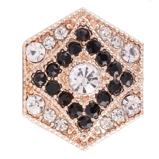 (image for) Snap Jewelry Rhinestone - Rose Gold Black & Clear Diamond - Click Image to Close