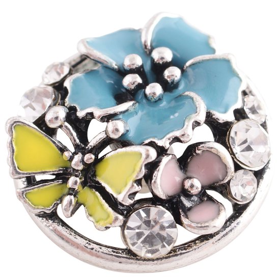 (image for) Snap Jewelry Rhinestone - Enamel Pastel Bouquet & Butterfly - Click Image to Close