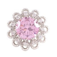 (image for) Snap Jewelry Large CZ - Round Flower Pink