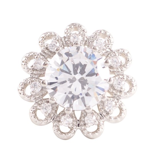 (image for) Snap Jewelry Large CZ - Round Flower Clear - Click Image to Close