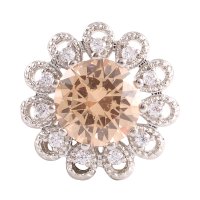 (image for) Snap Jewelry Large CZ - Round Flower Beige