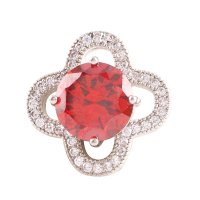 (image for) Snap Jewelry Large CZ - Round 4 Petal Ruby