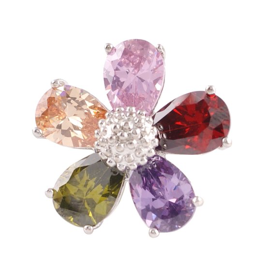 (image for) Snap Jewelry Large CZ - Flower Multi-Color - Click Image to Close