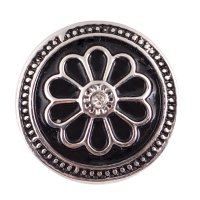 (image for) Snap Jewelry Enamel - Flower Black & Rhinestone