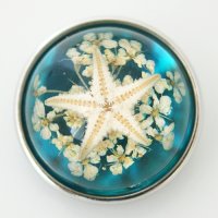 (image for) Snap Jewelry Glass Dome - Starfish Light Blue Sparkle & Flower