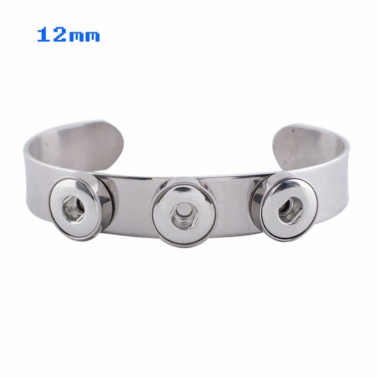 (image for) Mini Snap 12mm Cuff Bangle - Triple Stainless Steel - Click Image to Close