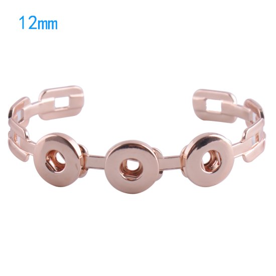 (image for) Mini Snap 12mm - Bracelet 3 Snap Bangle - Rose Gold - Click Image to Close