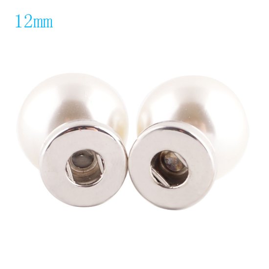 (image for) Mini Snap 12mm - Earrings Trendy Ball Stud Earrings- Pearl - Click Image to Close